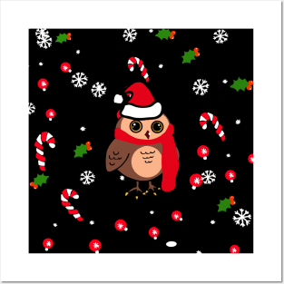 Christmas snow owl Posters and Art